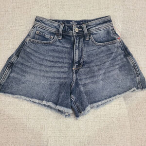 Hollister Womens Juniors High-Rise Short Vtg Stretch Jean Shorts Sz 0 W24 Blue